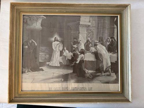 Daprès Joseph Aubert - Gewoven christelijk doek in, Antiek en Kunst, Antiek | Boeken en Bijbels