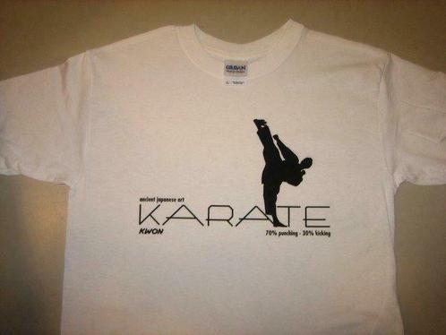 Karate T-Shirt wit met zwarte print, Sport en Fitness, Vechtsporten en Zelfverdediging, Nieuw, Ophalen of Verzenden