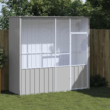 vidaXL Vogelkooi 215x78x200 cm gegalvaniseerd staal grijs beschikbaar voor biedingen