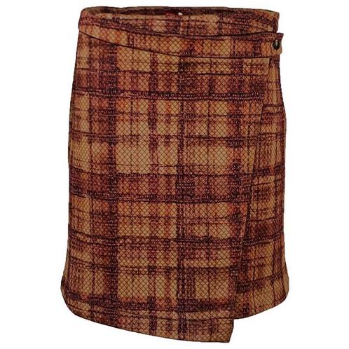 Enolah • bruin geruite overslag rok • 40, Kleding | Dames, Rokken, Bruin, Nieuw, Maat 38/40 (M), Verzenden
