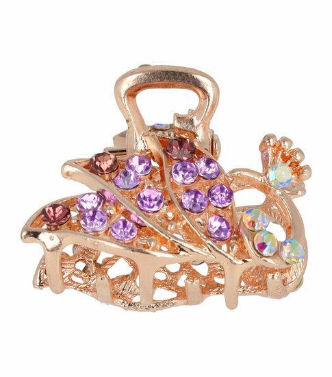 Haarspeld Klem Pauw Vogel Metaal Strass 3cm Paars, Sieraden, Tassen en Uiterlijk, Uiterlijk | Haarverzorging