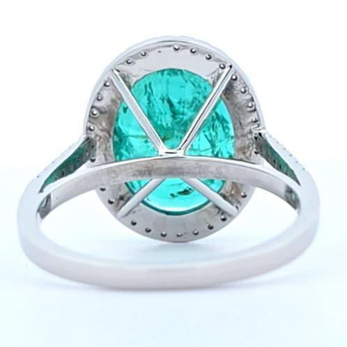 Ring Platina - 6.42ct. tw. Smaragd - Diamant - Zambia, Sieraden, Tassen en Uiterlijk, Ringen