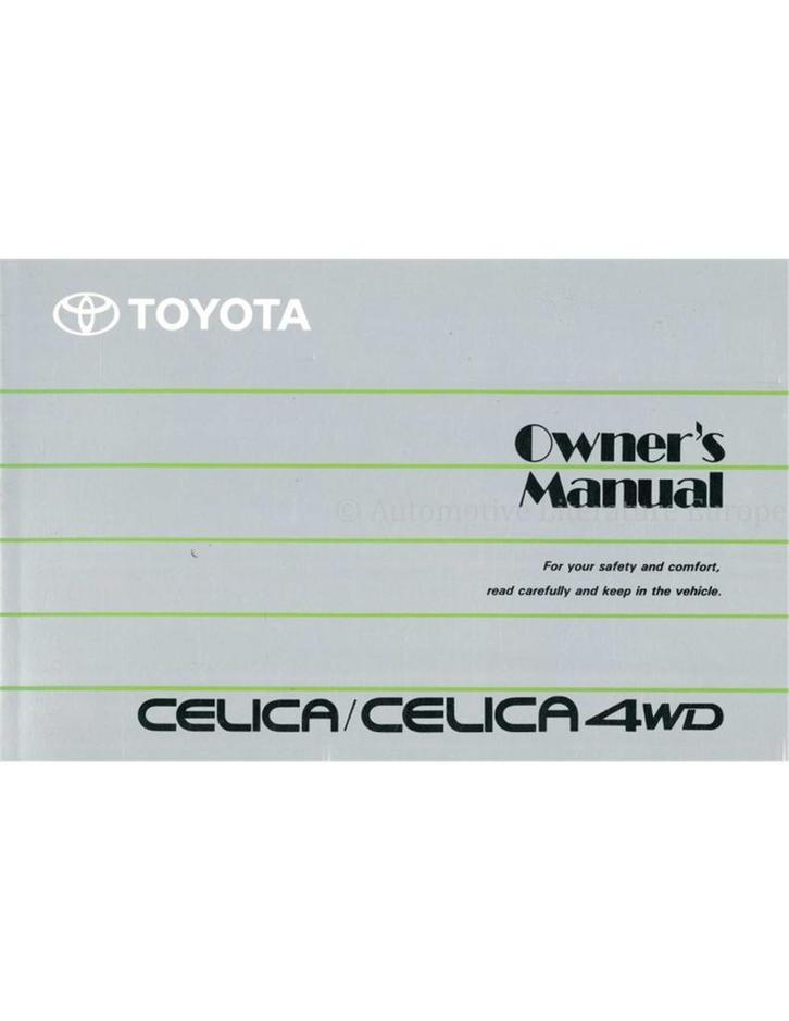 1990 TOYOTA CELICA | CELICA 4WD INSTRUCTIEBOEKJE ENGELS, Auto diversen, Handleidingen en Instructieboekjes