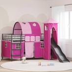 vidaXL Loftbed voor Kids Zwart en Roze 107 x 200 cm Metaal, Huis en Inrichting, Slaapkamer | Bedden, Verzenden, Nieuw, Zwart, Metaal