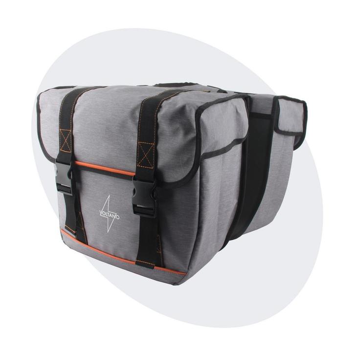 Voltano Dubbele Fietstas Premium Afgeschuind - Grijs, Fietsen en Brommers, Fietsaccessoires | Fietstassen, Nieuw, Verzenden