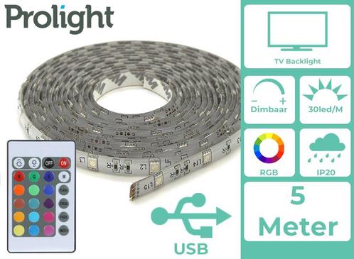 Prolight LED-Strip - Multicolour - 2 Meter - USB-Aangedreven, Huis en Inrichting, Lampen | Overige, Nieuw, Verzenden
