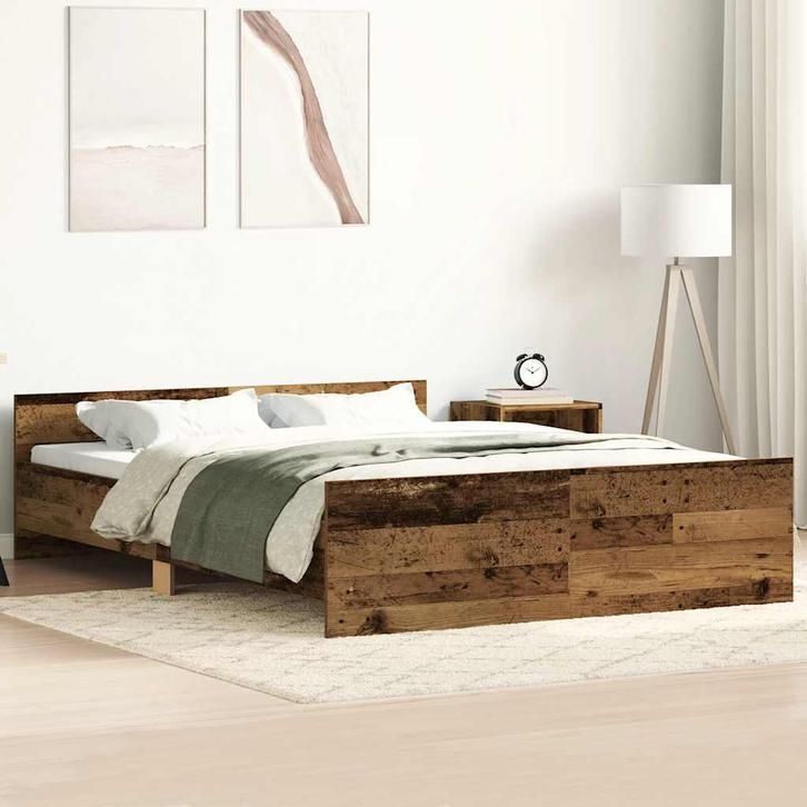 vidaXL Bedframe zonder matras 140x200 cm bewerkt hout oud, Huis en Inrichting, Slaapkamer | Bedden, 140 cm, 200 cm, Bruin, Tweepersoons