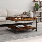 vidaXL Salontafel 80x80x45 cm bewerkt hout en ijzer gerookt, 50 tot 100 cm, Verzenden, Nieuw, 50 tot 100 cm