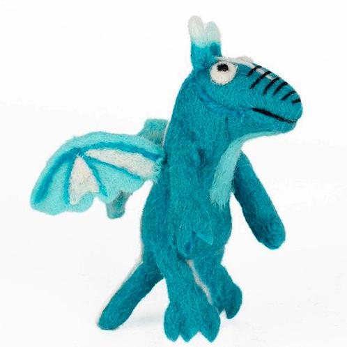 Vilten Vingerpoppetje Draakje Blauw met Vleugels - 16cm NIEU, Kinderen en Baby's, Speelgoed | Poppen, Nieuw, Ophalen of Verzenden