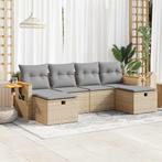 vidaXL 6-delige Loungeset met kussens poly rattan beige, Verzenden, Nieuw, Rotan, Loungeset