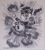 Pentekening Amerika - Russische mafia (lijst optie), Antiek en Kunst, Verzenden