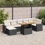 vidaXL 5-delige Loungeset met kussens poly rattan acacia, 4 zitplaatsen, Nieuw, Loungeset, Verzenden