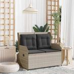 vidaXL Tuinbank met kussen Lichtgrijs Poly riet, Tuin en Terras, Tuinsets en Loungesets, Verzenden, Nieuw, Rotan