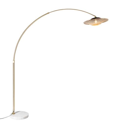 Moderne booglamp wit oosterse kap met bamboe 50 cm - XXL, Huis en Inrichting, Lampen | Vloerlampen, Nieuw, Overige materialen