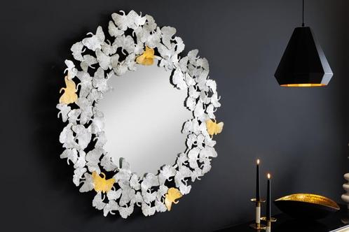 Decoratieve wandspiegel GINKGO LEAFS XL 90cm goud zilver, Huis en Inrichting, Woonaccessoires | Spiegels, Ophalen of Verzenden