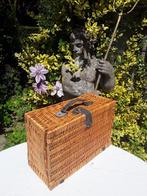 Picknickmand - rattan - aardewerk - stof - metaal, Antiek en Kunst