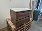 Badmeubel 80 x 46 cm cognac oak met asia wit glans wastafel, Ophalen of Verzenden, Nieuw, Bad