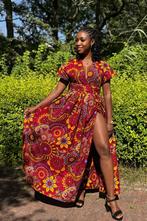 Afrikaanse print Infinity Multiway Maxi Jurk - Rood & Geel M, Kleding | Dames, Ophalen of Verzenden, Nieuw