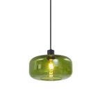 Retro hanglamp zwart met groen glas - Bizle, Nieuw, Glas, Retro, 75 cm of meer