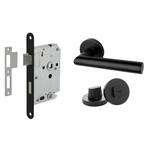Deurbeslag set met WC-slot en deurklink Modern geveerd zwart, Doe-het-zelf en Verbouw, Hang- en Sluitwerk, Ophalen of Verzenden