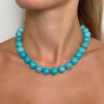 Natuurlijke bolvormige turkoois ketting met matrix, ovale