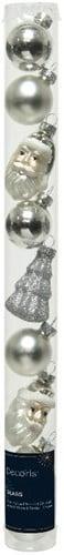 Kerstballen kerstfiguren Glas Zilver 3-6 cm koker 9 stuks, Ophalen of Verzenden, Nieuw