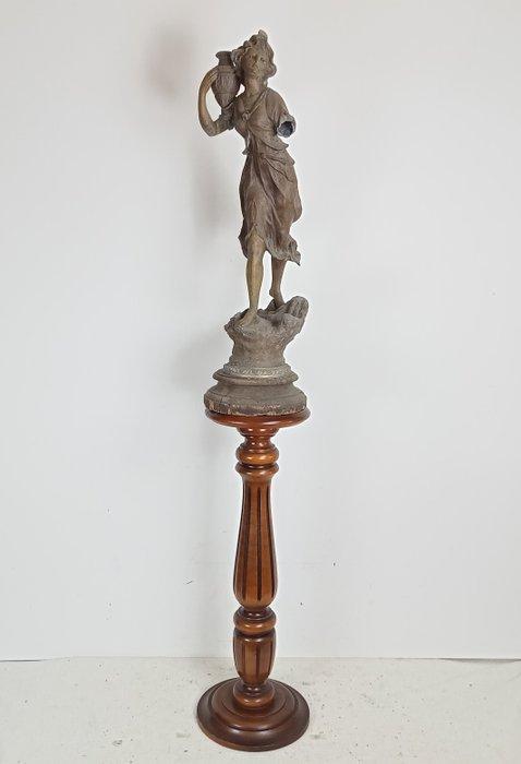 Plantentafel - zuil / pilaar - Beuken - Piëdestal / Pedestal, Antiek en Kunst, Curiosa en Brocante
