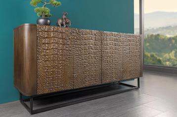 Handgemaakt dressoir CROCO 180cm goudbruin mangohout met 3D beschikbaar voor biedingen