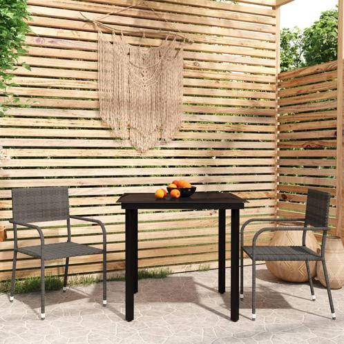 vidaXL 3-delige Tuinset grijs, Tuin en Terras, Tuinsets en Loungesets, Tuinset, Nieuw, 2 zitplaatsen, Rotan, Verzenden