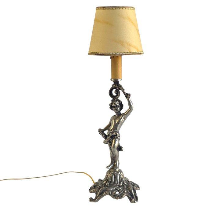Tafellamp - Geciseleerde putto - Legering, argentata, Antiek en Kunst, Curiosa en Brocante