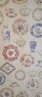 Country Pottery stof met borden en theepotten - 600x140cm -