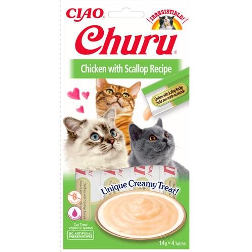 12x Ciao Kattensnack Churu Kip - Sint Jacobsschelp 60 gr, Dieren en Toebehoren, Dierenvoeding, Verzenden