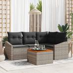vidaXL Tuin Sofa Set met kussen 5 pcs Grijs Poly riet, Tuin en Terras, Tuinsets en Loungesets, Verzenden, Nieuw, Rotan