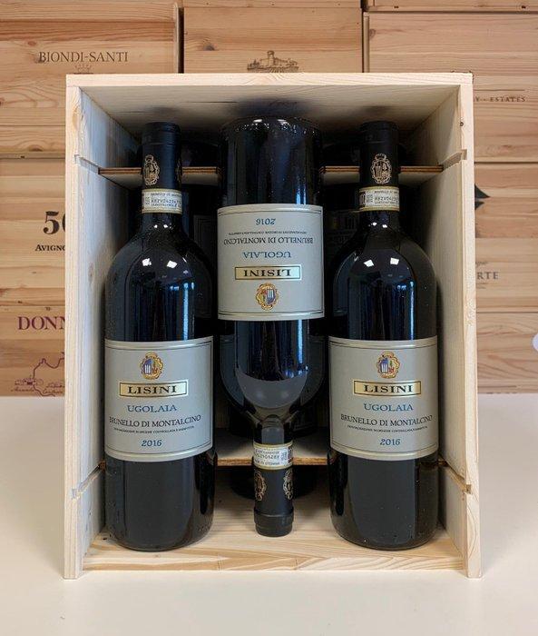 2016 Lisini Ugolaia - Brunello di Montalcino - 6 Flessen, Verzamelen, Wijnen