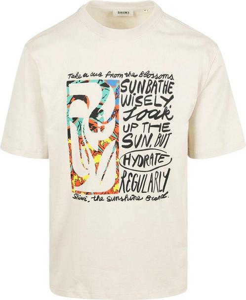 Shiwi T-Shirt Jay Flower Block Beige maat M Heren, Kleding | Heren, T-shirts, Beige, Nieuw, Maat 48/50 (M), Verzenden