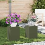 vidaXL Plantenstandaard 2 pcs Olijfgroen 24 x 24 x 35 cm, Tuin en Terras, Verzenden, Nieuw