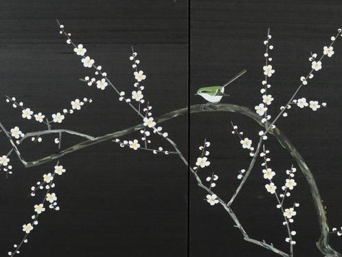 Bybu kamerscherm - Prunusblossoms en Japanse witogen –, Antiek en Kunst, Antiek | Overige Antiek