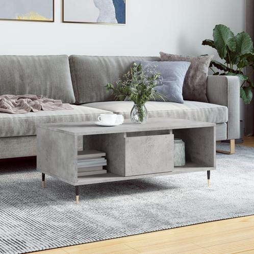 vidaXL Salontafel 90x50x36,5 cm bewerkt hout betongrijs, Huis en Inrichting, Tafels | Salontafels, 50 tot 100 cm, Nieuw, Overige houtsoorten
