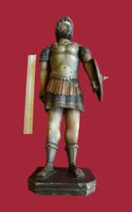 Beeld, Antiek houten polychroom Goliath beeld - 61 cm - Hout, Antiek en Kunst, Kunst | Niet-Westerse kunst