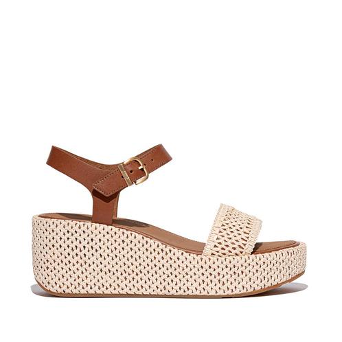 -0% FitFlop  FitFlop Platfforms woven wedge ankle-strap sand, Kleding | Dames, Schoenen, Bruin, Nieuw, Verzenden