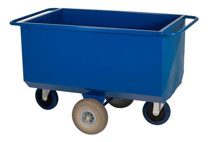 Metalen voerwagen 275 ltr met middenas, volle softwielen, Zakelijke goederen, Machines en Bouw | Transport, Ophalen of Verzenden