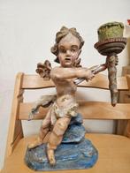 sculptuur, Engel - 39 cm - Hout - 1900, Antiek en Kunst, Antiek | Keramiek en Aardewerk