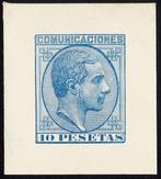 Spanje 1878 - Blauwe zeldzame proefpunzon van 10 pesetas -, Gestempeld