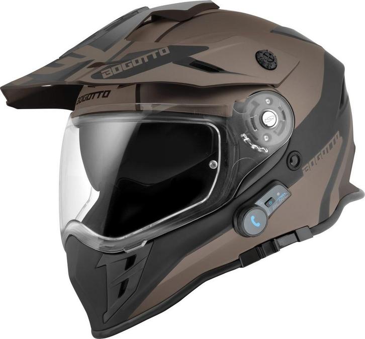 Bogotto H331 BT Tour EVO Zwart Bruin Bluetooth Enduro Helm, Motoren, Kleding | Motorhelmen, Nieuw met kaartje, Overige merken