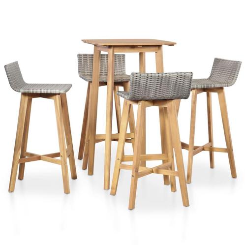 vidaXL 5-delige Tuinset massief acaciahout, Tuin en Terras, Tuinsets en Loungesets, Tuinset, Nieuw, 4 zitplaatsen, Hout, Verzenden