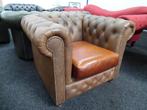 Chesterfield Specialist !! Bruin Leren Chesterfield Fauteuil, Huis en Inrichting, Ophalen, Zo goed als nieuw, Leer, CHESTERFIELD