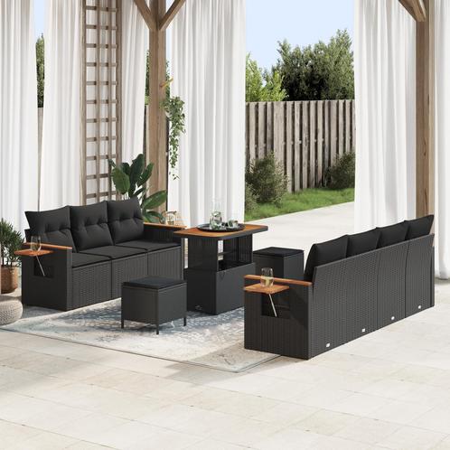 vidaXL 10-delige Tuinbankenset met kussens poly rattan, Tuin en Terras, Tuinsets en Loungesets, Nieuw, Rotan, Verzenden