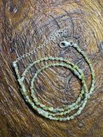 Groene/gele ruwe diamanten ketting + 925 zilver. 17,95