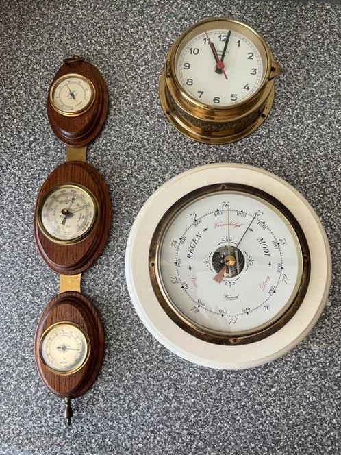 Barometer (3) - Hout, Messing - Barometer klok, Antiek en Kunst, Curiosa en Brocante