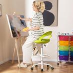 Kruk op wielen - Rolkruk - Draaikruk - Groen - COSTWAY, Huis en Inrichting, Bureaustoelen, Verzenden, Zo goed als nieuw